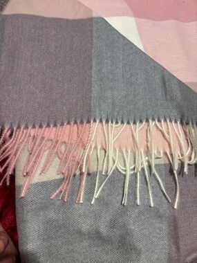 Soft Pink and Gray Fringe Scarf So Soft 28 x 74